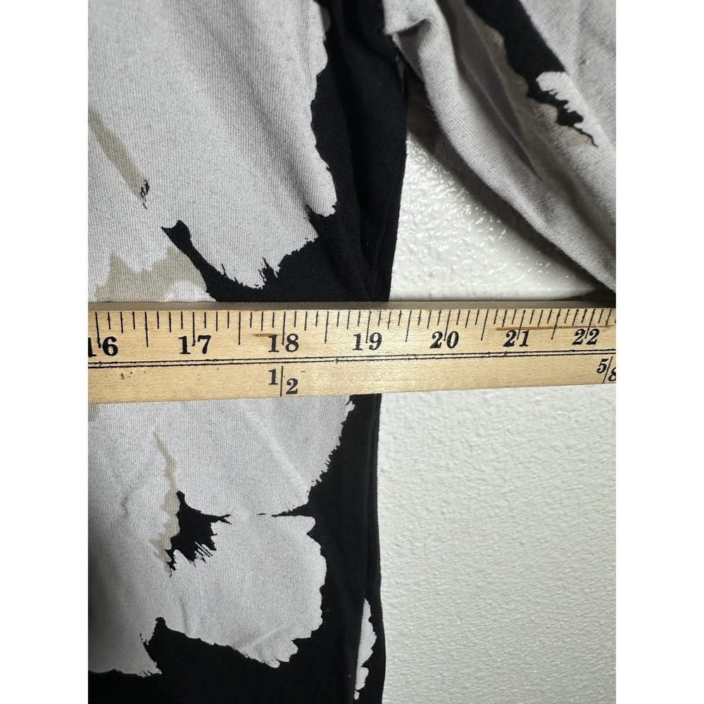 Chico's Blouse Womens Medium Black Floral V Neck 3/4 Sleeve Tunic Top‎ Jersey - Picture 4 of 8